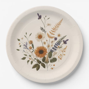 Prato De Papel Flores Selvagens Buquê Floral Vintage Boêmio Casam
