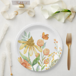 Prato De Papel Flores silvestres, cor d'água estética