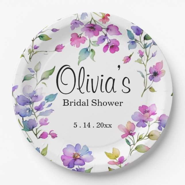 Prato De Papel Flores silvestres cor-de-rosa-rosa-Elegante (Frente)