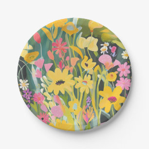 Prato De Papel Flores Silvestres da Primavera   Pintura em Aquare