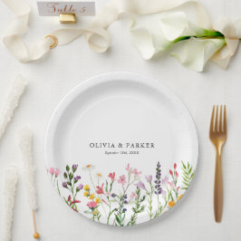 Prato De Papel Flores Silvestres Prensadas em Aquarela Casamento