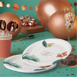 Prato De Papel Flores Tropicais de Casamento de ricos