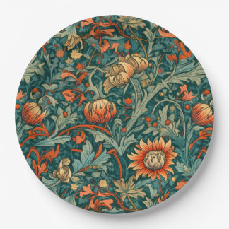 Prato De Papel Flores, vintage, art nouveau, estilo William Morri
