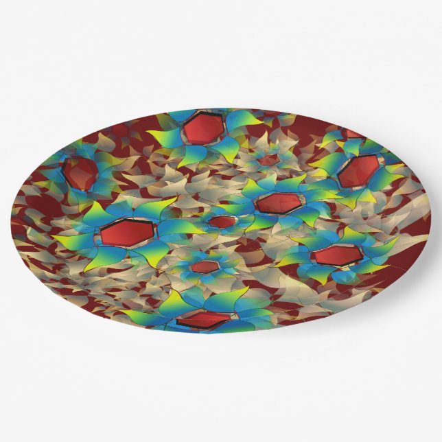 Prato De Papel Flores virtuais estranhas, pétalas azuladas em ver (Inclinado)