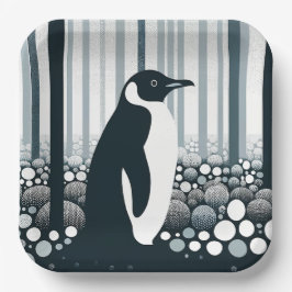 Prato De Papel Floresta de Pinguins de cinzas com Geometria Notur
