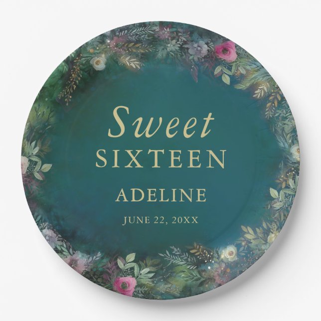 Prato De Papel Floresta Encantada Rosa Greenerescência Fada Nome  (Frente)