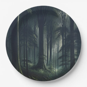 Prato De Papel Floresta Escura ao Crepúsculo Doce 16