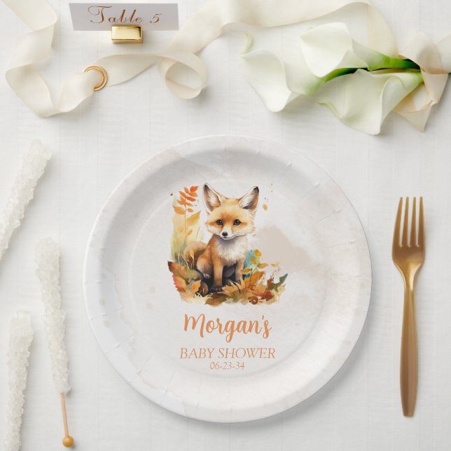 Prato De Papel Floresta Fox Cuja Chá de fraldas (Casamento)