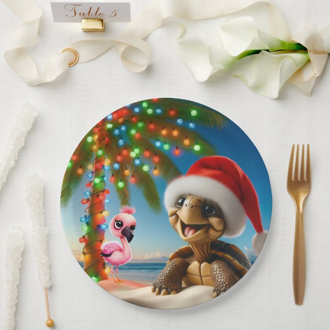 PRATO DE PAPEL FLORIDA CHRISTMAS PARTY PLATES (Casamento)