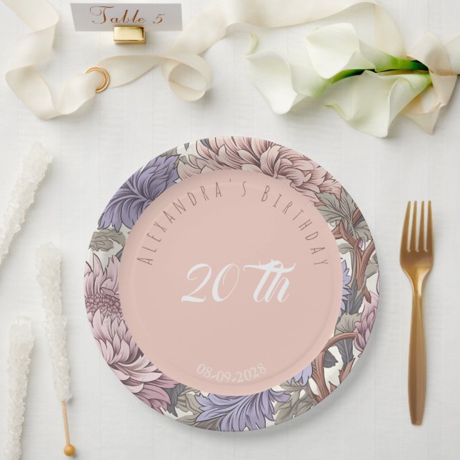 Prato De Papel Flórida de festa de aniversário moderna de luxo (Casamento)