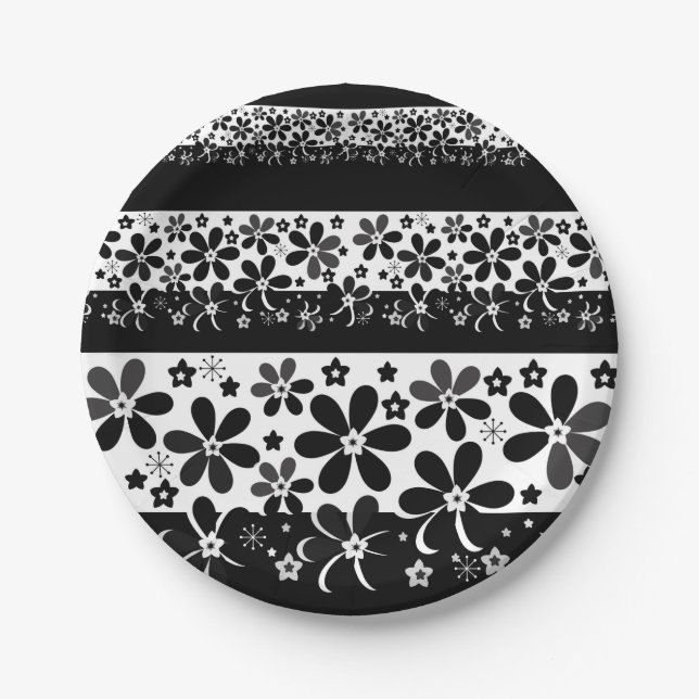 Prato De Papel Florim preto e branco (Frente)
