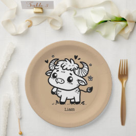 Prato De Papel Fluffy Buffalo Baby - Kawaii Fazenda Animal
