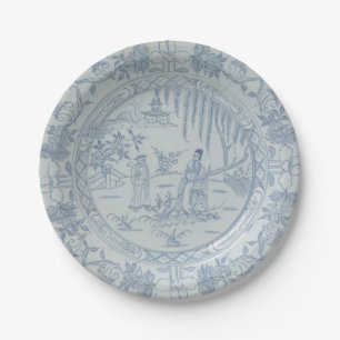 Prato De Papel Fluxo de salgueiro branco azul de porcelana chines
