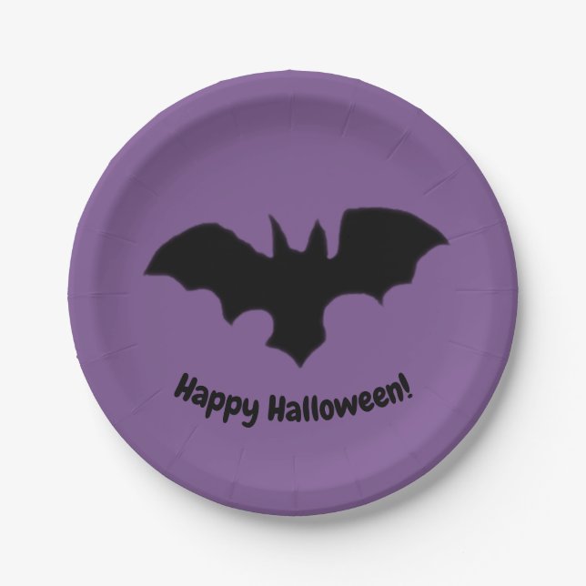 Prato De Papel Flying Bat on Purple (Frente)