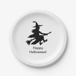 Prato De Papel Flying Witch - Happy Halloween -