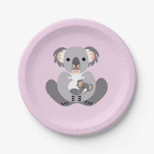 Prato De Papel Fofinho bonito - KOALA - Austrália - Rosa