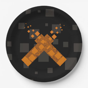 Prato De Papel Fogo da tocha laranja-negra fogo cruzado Pagan art