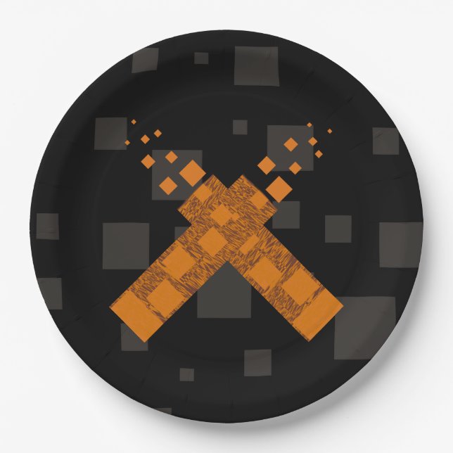 Prato De Papel Fogo da tocha laranja-negra fogo cruzado Pagan art (Frente)