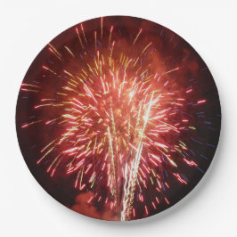 Prato De Papel Fogos de Artifício Vermelhos, Brancos e Azuis II P