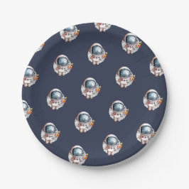 Prato De Papel Foguete espacial do homem espacial Lua
