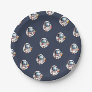 Prato De Papel Foguete espacial do homem espacial Lua