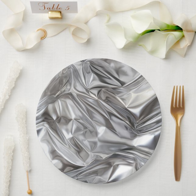 Prato De Papel Foil Crinkle Pattern (Casamento)