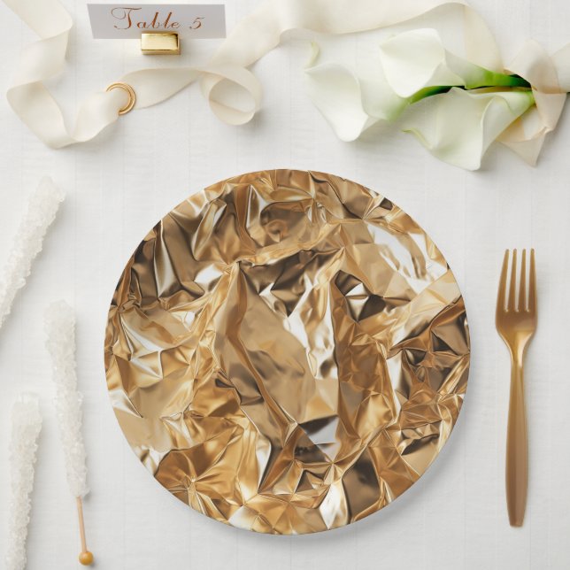 Prato De Papel Foil Crinkle Pattern (Casamento)