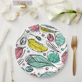 Prato De Papel Folha colorida Padrão rosa e azul l Aniversário