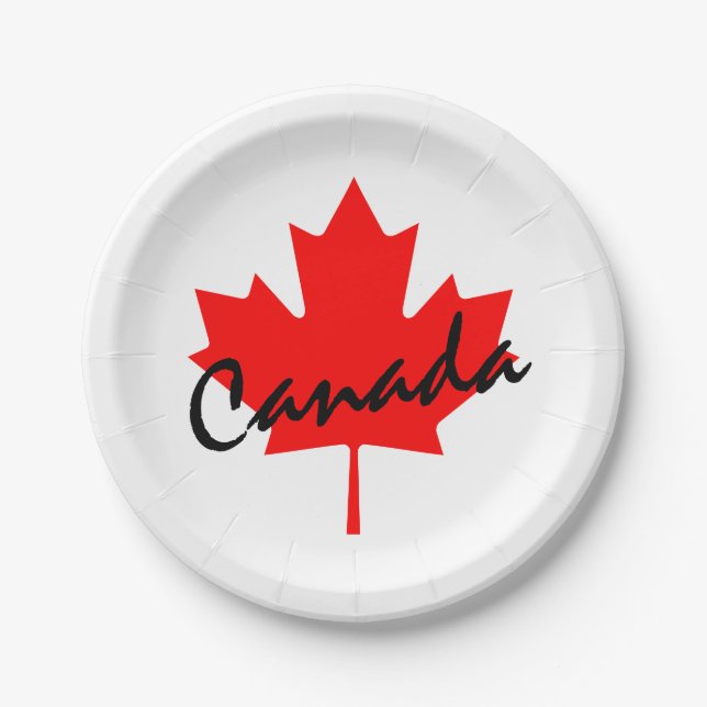 Prato De Papel Folha de Bordo Vermelho do Canadá (Frente)
