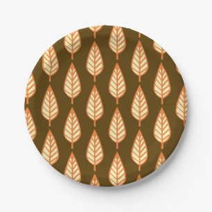 Prato De Papel Folha de faia - Laranja e castanho
