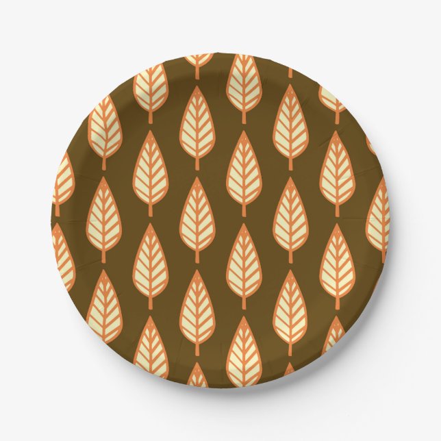 Prato De Papel Folha de faia - Laranja e castanho (Frente)