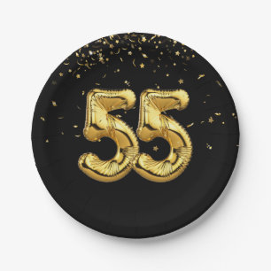 Prato De Papel Folha De Ouro 55 Balões E Placa De Papel Confetti