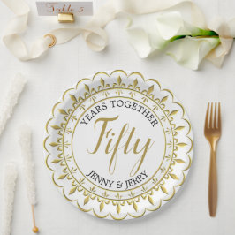 Prato De Papel Folha de papel clássico do aniversário Dourado e p