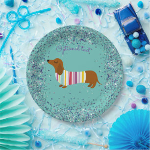 Prato De Papel Folha de papel Dachshund Glitter Animada