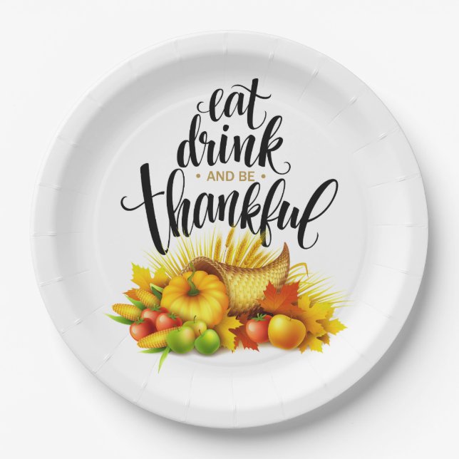 Prato De Papel Folha de Papel de Ação de Graças (Frente)