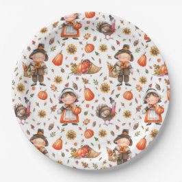 Prato De Papel Folha de Papel de Ação de Graças