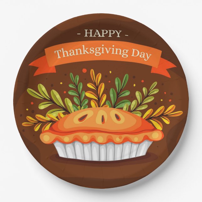 Prato De Papel Folha de Papel de Ação de Graças (Frente)