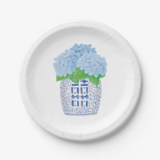 Prato De Papel Folha de Papel de Azul Chinoiserie Hydrangea