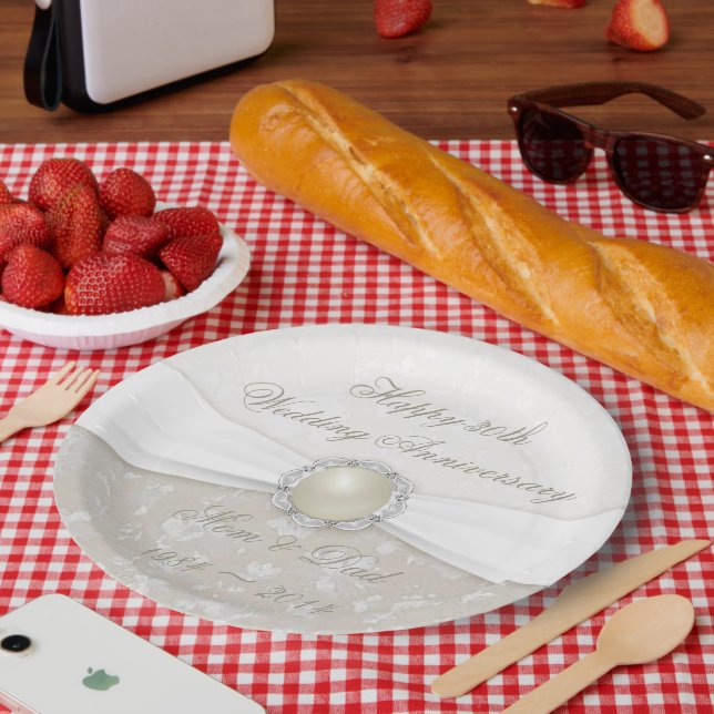 Prato De Papel Folha de Papel de Casamento de 30 Damask (Piquenique)