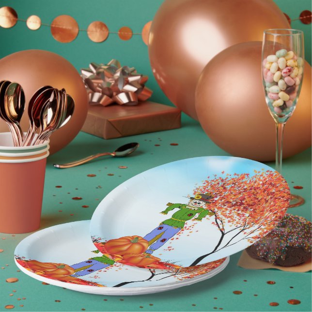 Prato De Papel Folha de papel de espantalho de outono (Múltiplo)