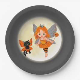 Prato De Papel Folha de papel de fada de gato preto e bonito de H