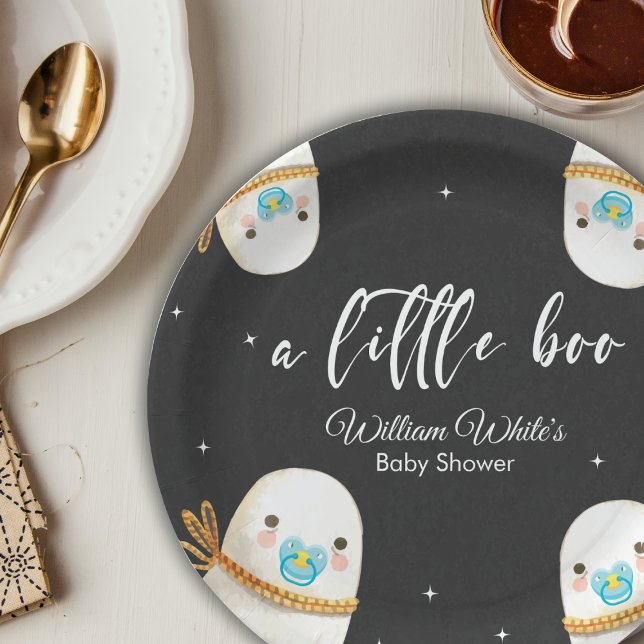 Prato De Papel Folha de Papel de Fantasma do Bebê Gato de Hallowe (Cute Baby Ghost Halloween Fall Paper Plate)