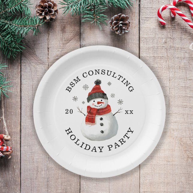 Prato De Papel Folha de Papel de Feriado da Companhia Snowman (Snowman Holiday Party Paper Plates)