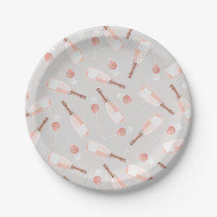 Prato De Papel Folha de Papel de Padrão de Brunch e Champanhe de