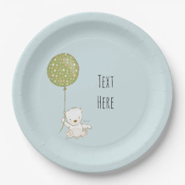 Prato De Papel Folha de papel e balão - Azul