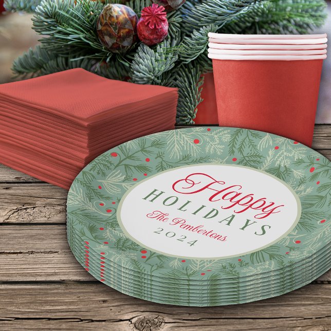 Prato De Papel Folha de papel Feliz Feriados de Nome Personalizad (Criador carregado)