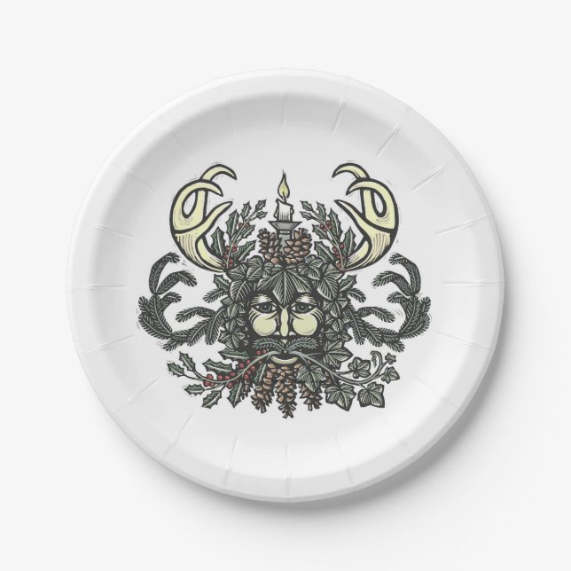 Prato De Papel Folha de papel Feriado/Solstício de inverno-Greenm (Frente)