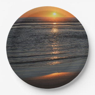 Prato De Papel Folha de Papel Fotográfico em Pôr do Sol na Costa