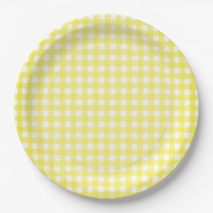 Prato De Papel Folha de Papel Gingham Amarelo Faye