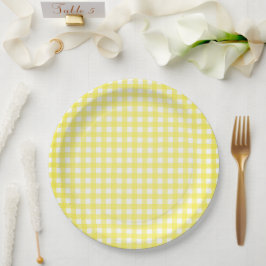 Prato De Papel Folha de Papel Gingham Amarelo Faye